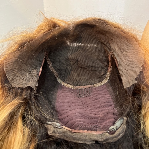 Honey brown Blond Highlight HUMAN HAIR CURLY Wig. pre cut lace front - Picture 7 of 9